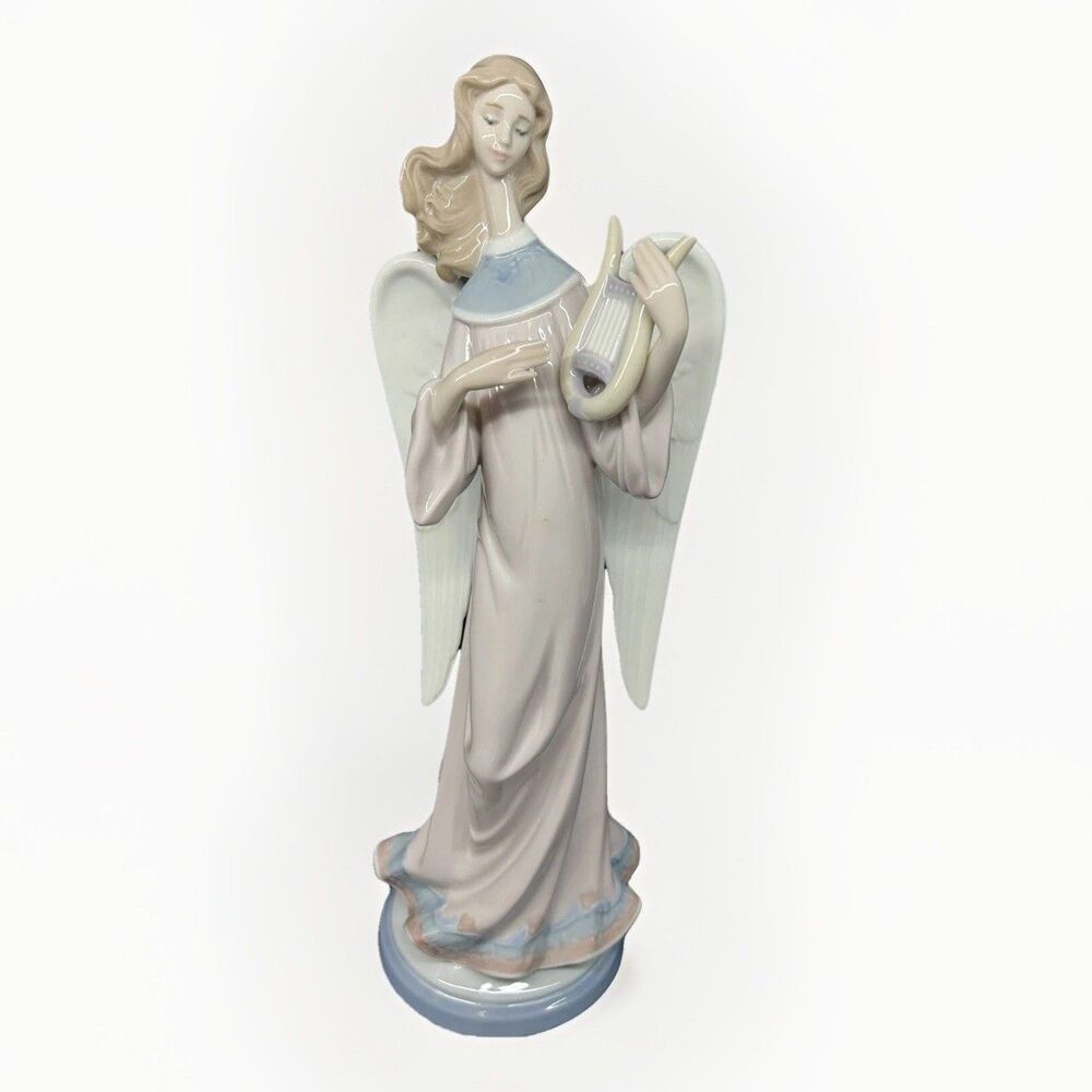 Lladro Christmas Angel with Lyre Figurine # 5949 Candle Holder